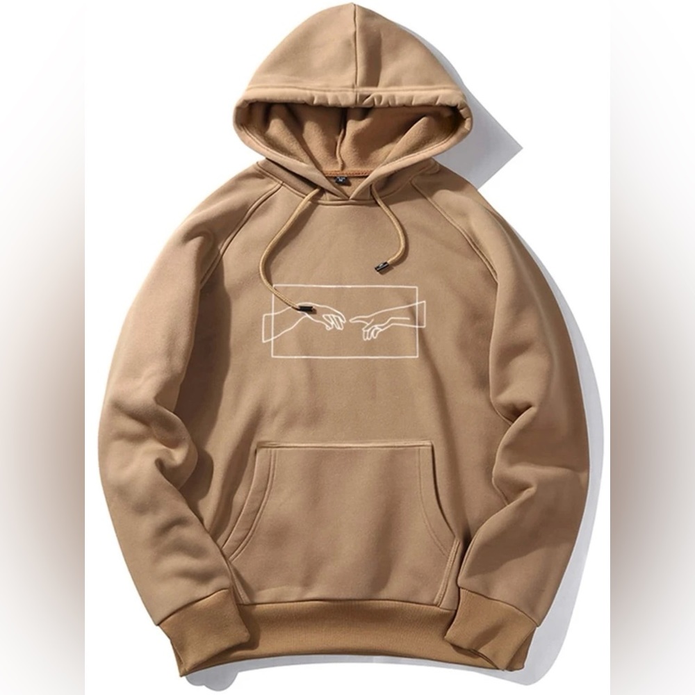 Graphic “Creation of Adam” Drawstring Hoodie